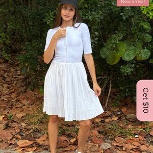 CVRGE le match white pleated swim dress